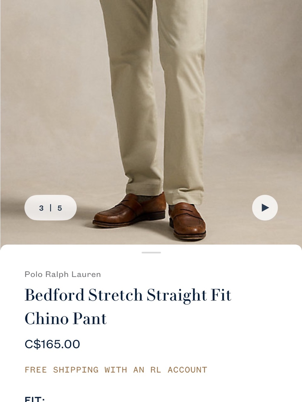 Polo by Ralph Lauren Straight Fit Chinos in Khaki